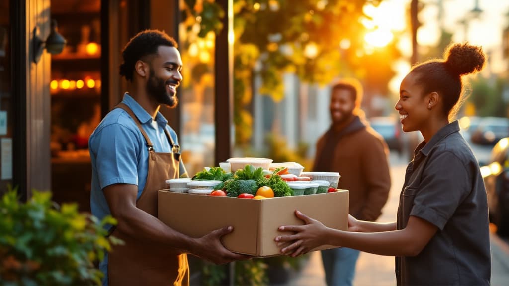 Community members coordinating a food sharing pickup